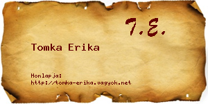 Tomka Erika névjegykártya